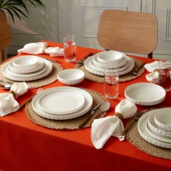 Karaca Tafelservice Für 6 Personen-Stream Bone China Pumpkin 24-teiliges Tafelservice für 6 Personen, Weiß