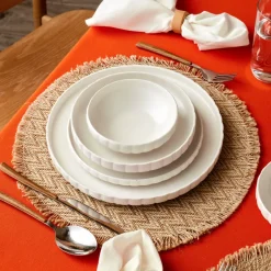 Karaca Tafelservice Für 6 Personen-Stream Bone China Pumpkin 24-teiliges Tafelservice für 6 Personen, Weiß