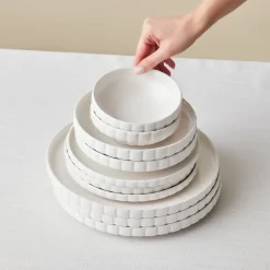 Karaca Tafelservice Für 6 Personen-Stream Bone China Pumpkin 24-teiliges Tafelservice für 6 Personen, Weiß