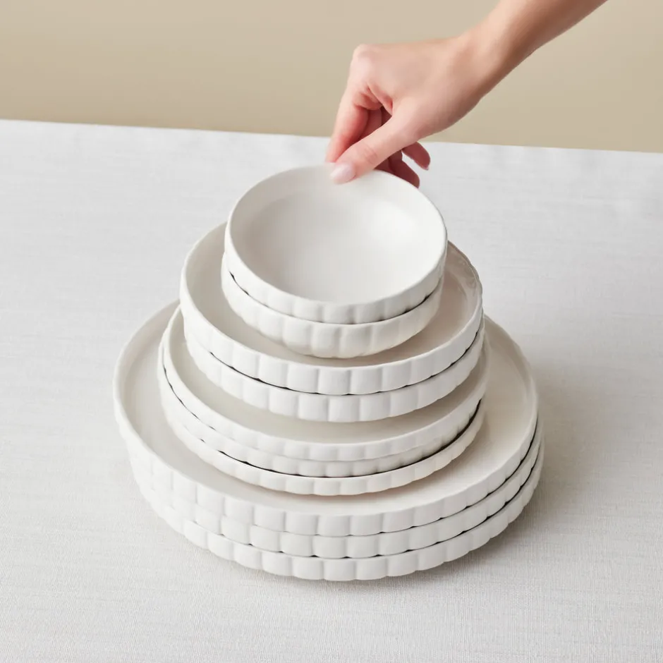 Karaca Tafelservice Für 6 Personen-Stream Bone China Pumpkin 24-teiliges Tafelservice für 6 Personen, Weiß