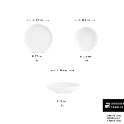 Karaca Tafelservice Für 6 Personen-Stream Bone Felix XL Tafelservice 18-teilig für 6 Personen Weıß01
