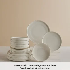 Karaca Tafelservice Für 6 Personen-Stream Bone Felix XL Tafelservice 18-teilig für 6 Personen Weıß01