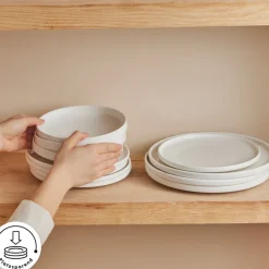 Karaca Tafelservice Für 6 Personen-Stream Bone Felix XL Tafelservice 18-teilig für 6 Personen Weıß01