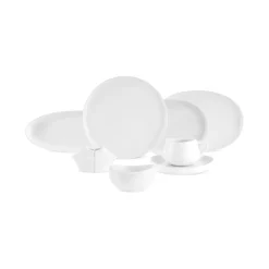 Karaca Frühstücksset Für 6 Personen-Stream Bone Hole, 34-Teiliges 6-Personen Frühstücksset Weıß01