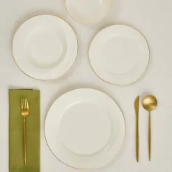 Karaca Tafelservice Für 6 Personen-Stream Bone Massimo 24 Teiliges Gold Essgeschirr Set