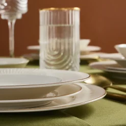 Karaca Tafelservice Für 6 Personen-Stream Bone Massimo 24 Teiliges Gold Essgeschirr Set