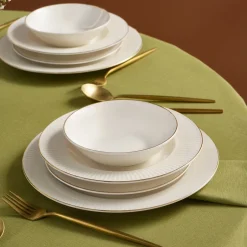 Karaca Tafelservice Für 6 Personen-Stream Bone Massimo 24 Teiliges Gold Essgeschirr Set