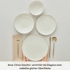 Karaca Tafelservice Für 6 Personen-Stream Bone Meridian Geschirrset, 24-teilig, Gold