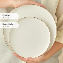 Karaca Tafelservice Für 6 Personen-Stream Bone Meridian Geschirrset, 24-teilig, Gold