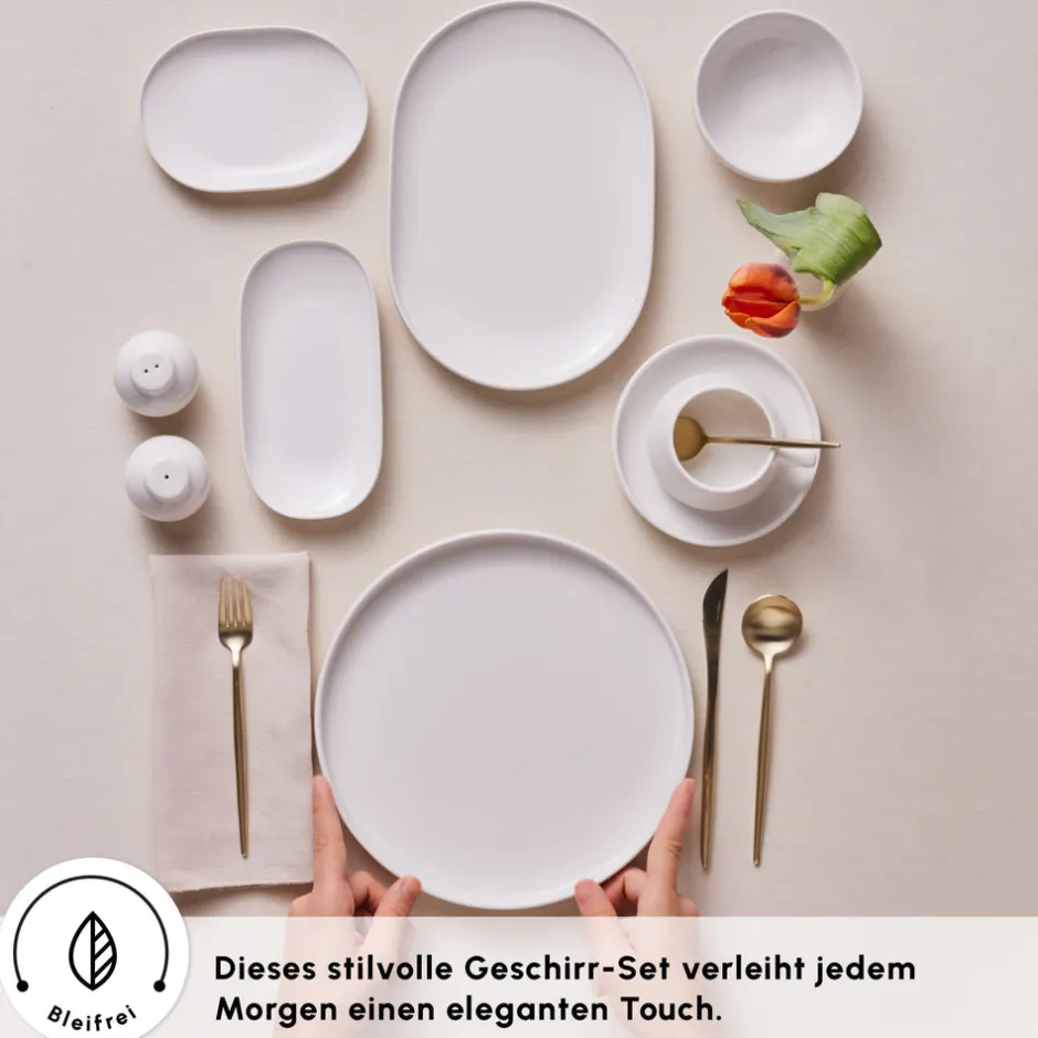 Karaca Frühstücksset Für 6 Personen-Stream Bone Meridian 34-teiliges Frühstücksset für 6 Personen – Weiß Weıß01