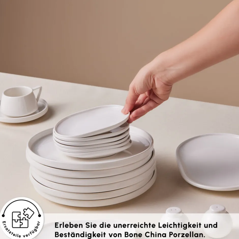 Karaca Frühstücksset Für 6 Personen-Stream Bone Meridian 34-teiliges Frühstücksset für 6 Personen – Weiß Weıß01