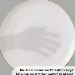 Karaca Tafelservice Für 12 Personen-Stream Bone Middle 56-Teiliges 12-Personen Geschirrset Gold