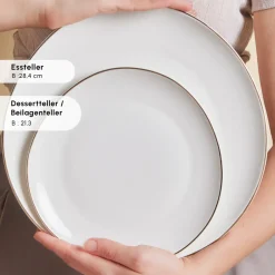 Karaca Tafelservice Für 12 Personen-Stream Bone Middle 53-teiliges Tafelservice für 12 Personen Gold