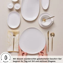 Karaca Frühstücksset Für 6 Personen-Stream Bone Middle 34-teiliges Frühstücksset für 6 Personen – Weiß Weıß01