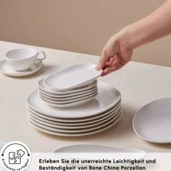 Karaca Frühstücksset Für 6 Personen-Stream Bone Middle 34-teiliges Frühstücksset für 6 Personen – Weiß Weıß01