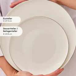 Karaca Tafelservice Für 12 Personen-Stream Bone New Meridian 59-Teiliges 12-Personen Geschirrset Platin Platın
