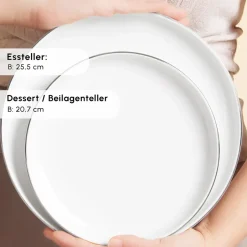 Karaca Tafelservice Für 12 Personen-Stream Bone New Saturn 59-Teiliges 12-Personen Geschirrset Platin Platın
