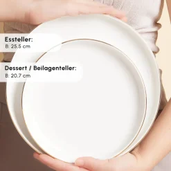 Karaca Tafelservice Für 12 Personen-Stream Bone New Saturn 59-Teiliges 12-Personen Geschirrset Gold