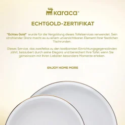 Karaca Tafelservice Für 12 Personen-Stream Bone New Saturn 59-Teiliges 12-Personen Geschirrset Gold
