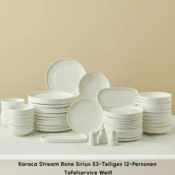 Karaca Tafelservice Für 12 Personen-Stream Bone Sirius 53-Teiliges 12-Personen Tafelservice Weiß