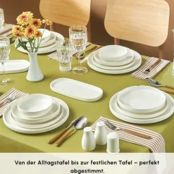 Karaca Tafelservice Für 12 Personen-Stream Bone Sirius 53-Teiliges 12-Personen Tafelservice Weiß