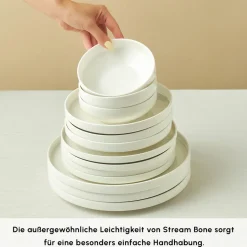 Karaca Tafelservice Für 12 Personen-Stream Bone Sirius 53-Teiliges 12-Personen Tafelservice Weiß
