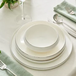 Karaca Tafelservice Für 12 Personen-Stream Bone Sunset Platin, 53-teiliges 12-Personen-Geschirrset Platın