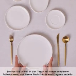 Karaca Frühstücksgeschirr|Frühstücksset Für 6 Personen-Stream Pure Cordelia 20-Teiliges 6-Personen Frühstücksset Weıß