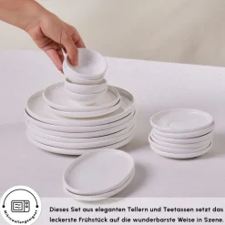 Karaca Frühstücksgeschirr|Frühstücksset Für 6 Personen-Stream Pure Cordelia 20-Teiliges 6-Personen Frühstücksset Weıß