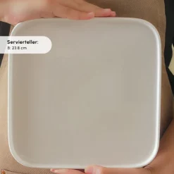 Karaca Frühstücksset Für 6 Personen|Frühstücksgeschirr-Stream Pure Cubique 35-Teiliges 6-Personen Frühstücksset Quadrat Weıß01