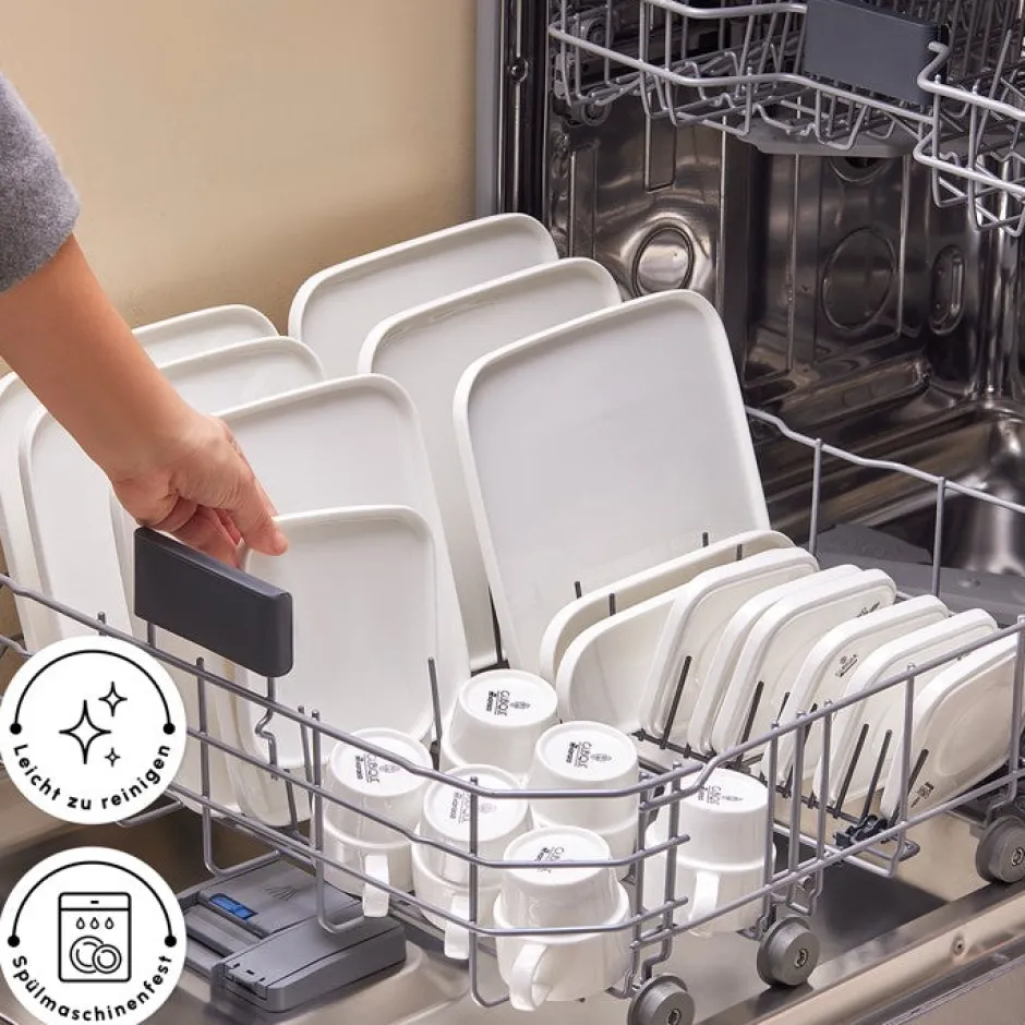 Karaca Frühstücksset Für 6 Personen|Frühstücksgeschirr-Stream Pure Cubique 35-Teiliges 6-Personen Frühstücksset Quadrat Weıß01