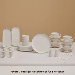 Karaca Frühstücksset Für 6 Personen-Stream Pure Favaro 38-Teiliges 6-Personen Frühstücksset Weıß01