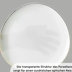 Karaca Frühstücksgeschirr|Frühstücksset Für 6 Personen-Stream Pure Middle 34-Teiliges 6-Personen Frühstücksset Gold