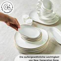 Karaca Frühstücksgeschirr|Frühstücksset Für 6 Personen-Stream Pure Middle 34-Teiliges 6-Personen Frühstücksset Gold