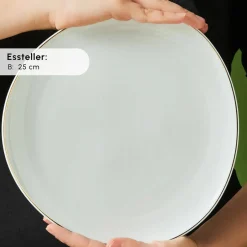 Karaca Frühstücksgeschirr|Frühstücksset Für 6 Personen-Stream Pure Middle 34-Teiliges 6-Personen Frühstücksset Gold