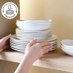 Karaca Frühstücksgeschirr|Frühstücksset Für 6 Personen-Stream Pure Middle 34-Teiliges 6-Personen Frühstücksset Gold