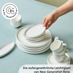 Karaca Frühstücksgeschirr|Frühstücksset Für 6 Personen-Stream Pure Sunset 34-Teiliges 6-Personen Frühstücksset Gold