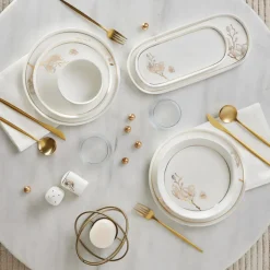 Karaca Tafelservice Für 12 Personen-Streamline Cassini New Generation Bone Dinner Set 59 Teile für 12 Personen Gold