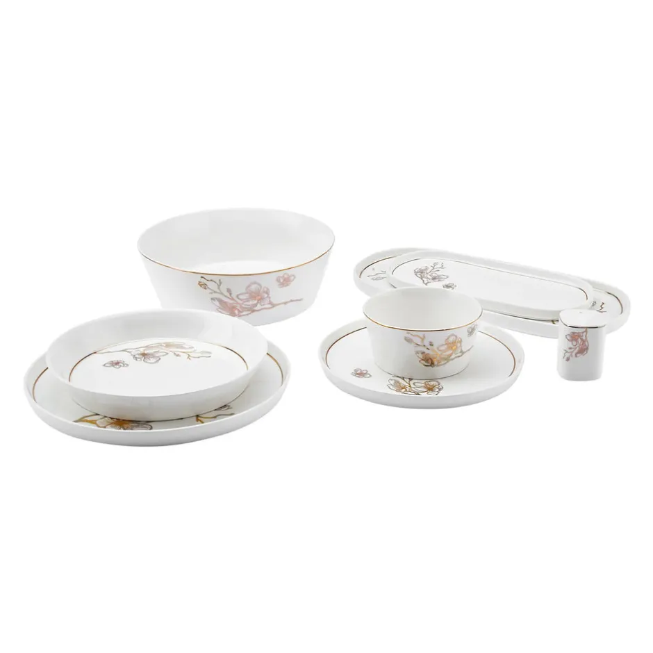 Karaca Tafelservice Für 12 Personen-Streamline Cassini New Generation Bone Dinner Set 59 Teile für 12 Personen Gold