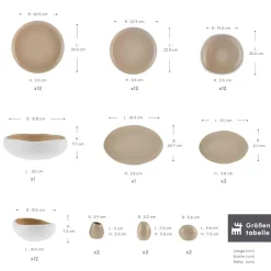 Karaca Tafelservice Für 12 Personen-Streamline Cupid für 12 Personen Geschirr Set, 59 Teilig, Stoneware Creme01