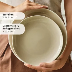 Karaca Tafelservice Für 12 Personen-Streamline Cupid für 12 Personen Geschirr Set, 59 Teilig, Stoneware Creme01