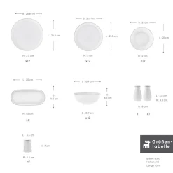 Karaca Tafelservice Für 12 Personen-Streamline Favaro 53-Teiliges 12-Personen Geschirrset Platin Platın