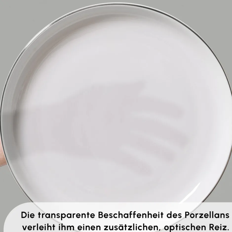 Karaca Tafelservice Für 12 Personen-Streamline Favaro 53-Teiliges 12-Personen Geschirrset Platin Platın