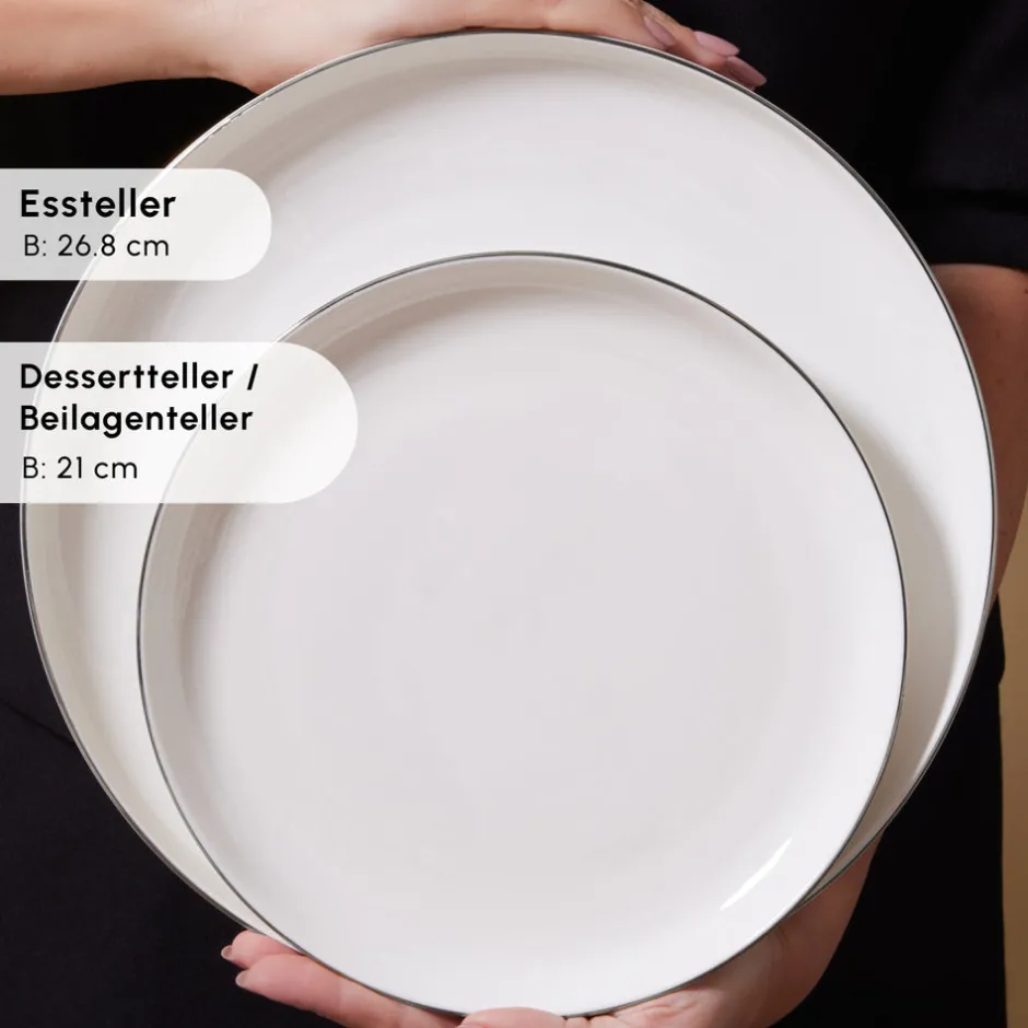 Karaca Tafelservice Für 12 Personen-Streamline Favaro 53-Teiliges 12-Personen Geschirrset Platin Platın