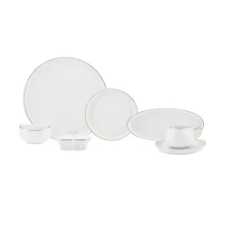 Karaca Frühstücksset Für 6 Personen-Streamline Hole 28 Teilig Frühstücksset und Servierschalen für 6 Personen Gold