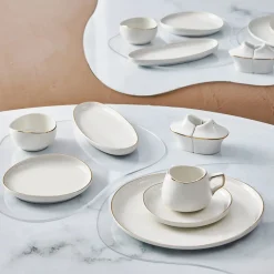 Karaca Frühstücksset Für 6 Personen-Streamline Hole 28 Teilig Frühstücksset und Servierschalen für 6 Personen Gold