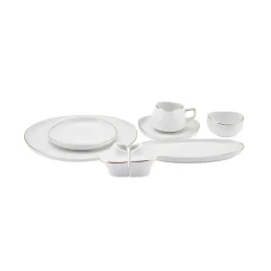 Karaca Frühstücksset Für 6 Personen-Streamline Hole 28 Teilig Frühstücksset und Servierschalen für 6 Personen Gold