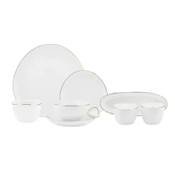 Karaca Frühstücksset Für 6 Personen-Streamline Middle 28 Teile für 6 Personen Frühstücks-/Service-Set Gold