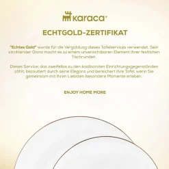 Karaca Tafelservice Für 12 Personen-Streamline Nefeli Gold 12 Personen Geschirrset, 56 Teilig Gold Weıß