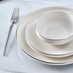 Karaca Tafelservice Für 6 Personen-Streamline New Saturn V2 Platin Geschirrset für 6 Personen, 24-teilig Platın